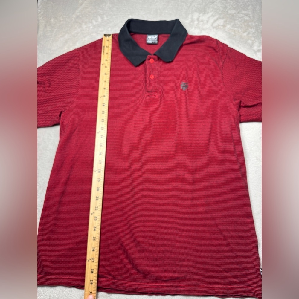 Quicksilver Men’s Mercury Red Black Striped Surf Beach Polo Shirt Size XL - Picture 7 of 15